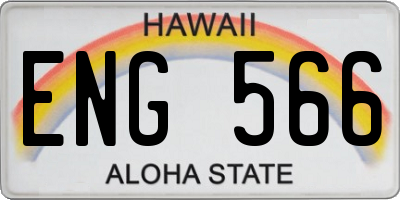 HI license plate ENG566