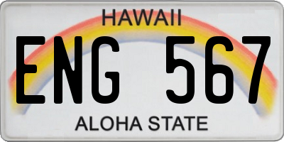 HI license plate ENG567