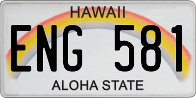 HI license plate ENG581
