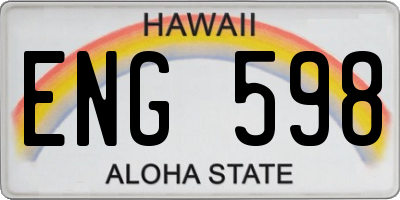 HI license plate ENG598