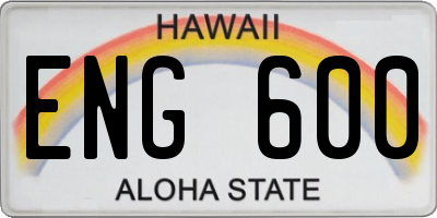 HI license plate ENG600