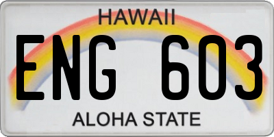 HI license plate ENG603