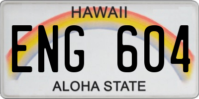 HI license plate ENG604