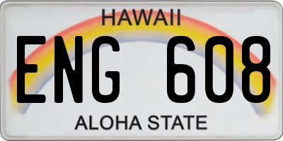 HI license plate ENG608