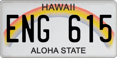 HI license plate ENG615