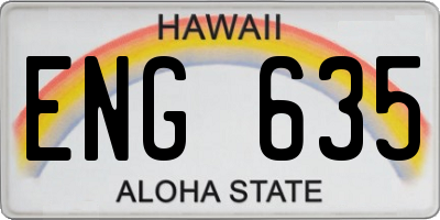HI license plate ENG635