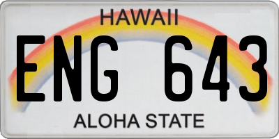 HI license plate ENG643