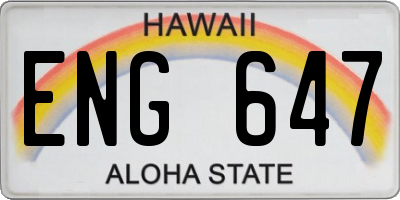 HI license plate ENG647