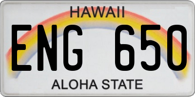 HI license plate ENG650