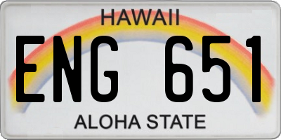 HI license plate ENG651