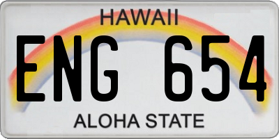 HI license plate ENG654