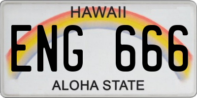 HI license plate ENG666