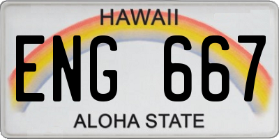 HI license plate ENG667