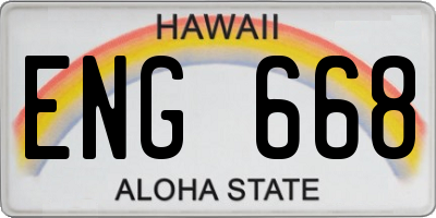 HI license plate ENG668