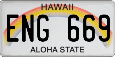 HI license plate ENG669