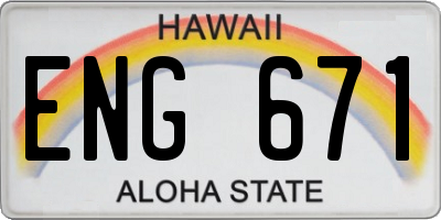 HI license plate ENG671