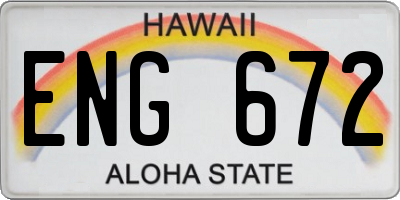 HI license plate ENG672