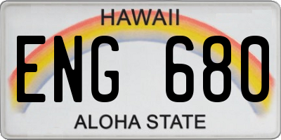 HI license plate ENG680