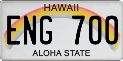 HI license plate ENG700