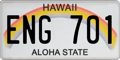 HI license plate ENG701