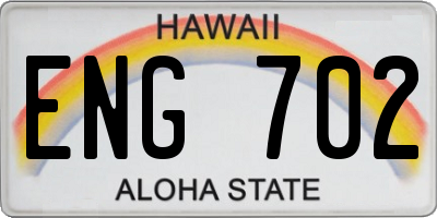 HI license plate ENG702