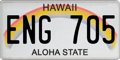 HI license plate ENG705