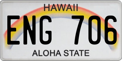 HI license plate ENG706