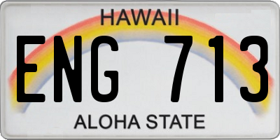 HI license plate ENG713