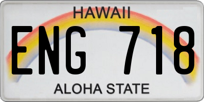 HI license plate ENG718