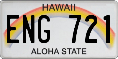 HI license plate ENG721