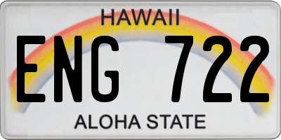 HI license plate ENG722