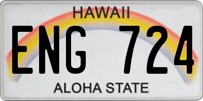 HI license plate ENG724