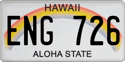 HI license plate ENG726