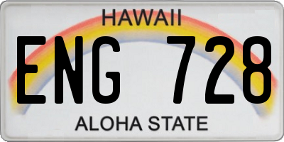 HI license plate ENG728