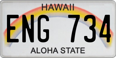 HI license plate ENG734