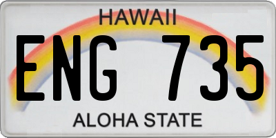 HI license plate ENG735