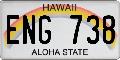 HI license plate ENG738