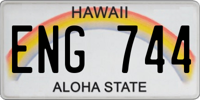 HI license plate ENG744