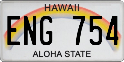 HI license plate ENG754