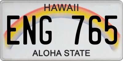 HI license plate ENG765