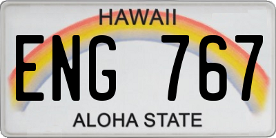 HI license plate ENG767