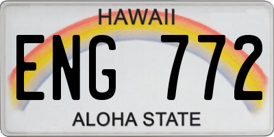 HI license plate ENG772