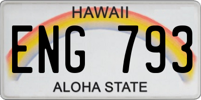 HI license plate ENG793