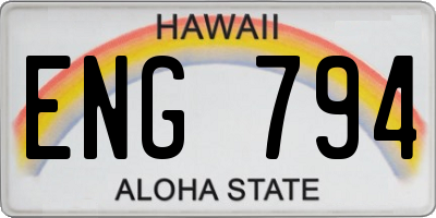 HI license plate ENG794