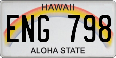 HI license plate ENG798