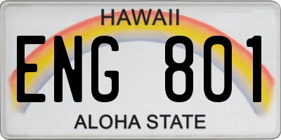 HI license plate ENG801