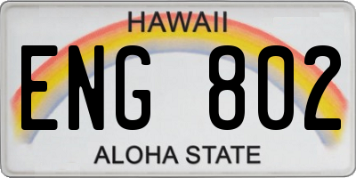 HI license plate ENG802
