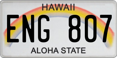 HI license plate ENG807