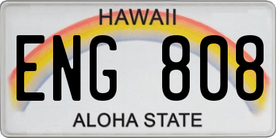 HI license plate ENG808