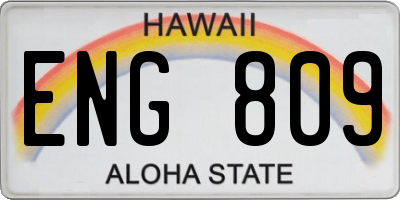 HI license plate ENG809